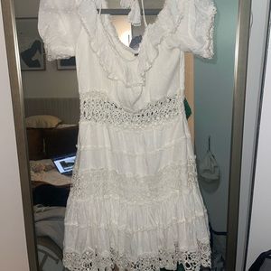 Lace Detailed off-white dress